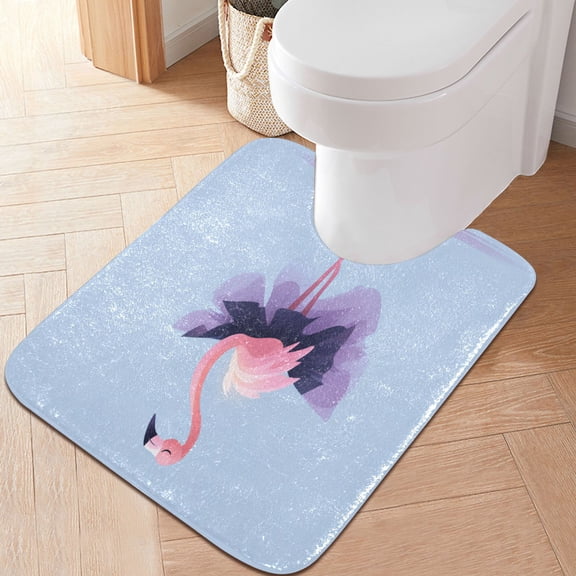 RMDQTR 20" × 24" U Shape Bathroom Rugs Plush Toilet Base Mat Soft Rugs Non Slip Absorbent Ballet Flamingo