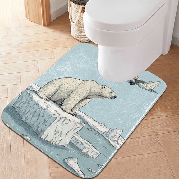 RMDQTR 20" × 24" U Shape Bathroom Rugs Plush Toilet Base Mat Soft Rugs Non Slip Absorbent Bear
