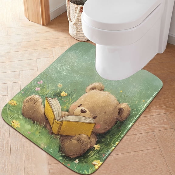 RMDQTR 20" × 24" U Shape Bathroom Rugs Plush Toilet Base Mat Soft Rugs Non Slip Absorbent Bearsa