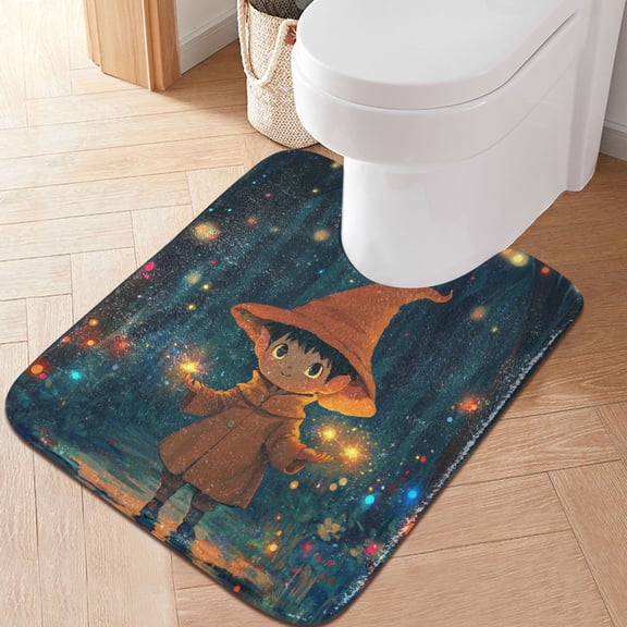 RMDQTR 20" × 24" U Shape Bathroom Rugs Plush Toilet Base Mat Soft Rugs Non Slip Absorbent Big Ears