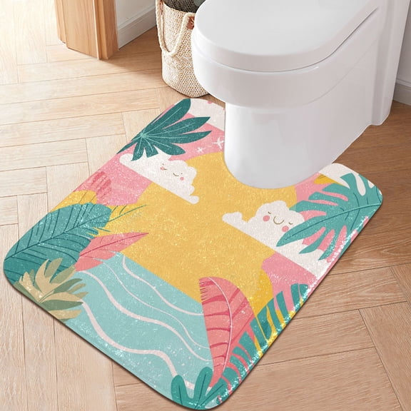 RMDQTR 20" × 24" U Shape Bathroom Rugs Plush Toilet Base Mat Soft Rugs Non Slip Absorbent Big Sun