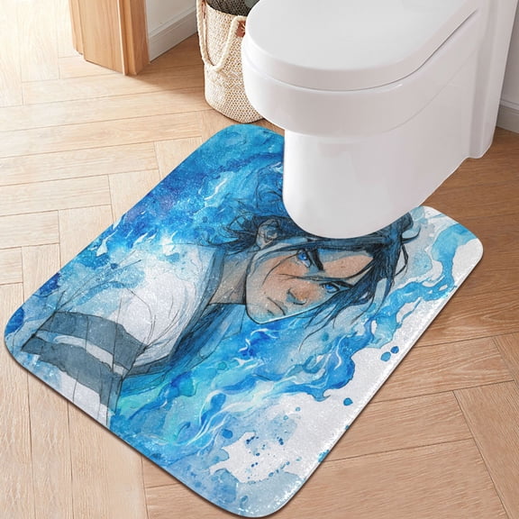 RMDQTR 20" × 24" U Shape Bathroom Rugs Plush Toilet Base Mat Soft Rugs Non Slip Absorbent Blue Magic Boy