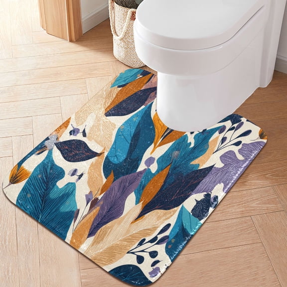 RMDQTR 20" × 24" U Shape Bathroom Rugs Plush Toilet Base Mat Soft Rugs Non Slip Absorbent Boho-inspired Elements