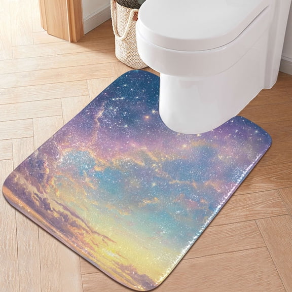 RMDQTR 20" × 24" U Shape Bathroom Rugs Plush Toilet Base Mat Soft Rugs Non Slip Absorbent Brilliant Sky