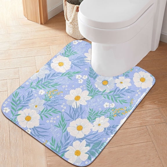 RMDQTR 20" × 24" U Shape Bathroom Rugs Plush Toilet Base Mat Soft Rugs Non Slip Absorbent Cape Jasmine