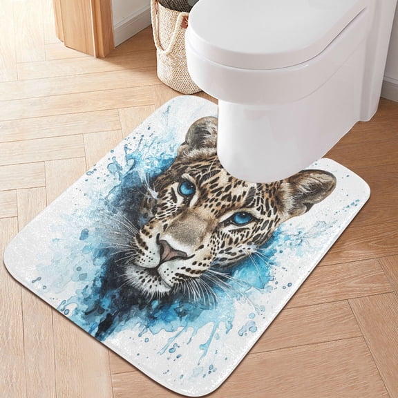 RMDQTR 20" × 24" U Shape Bathroom Rugs Plush Toilet Base Mat Soft Rugs Non Slip Absorbent Cheetah
