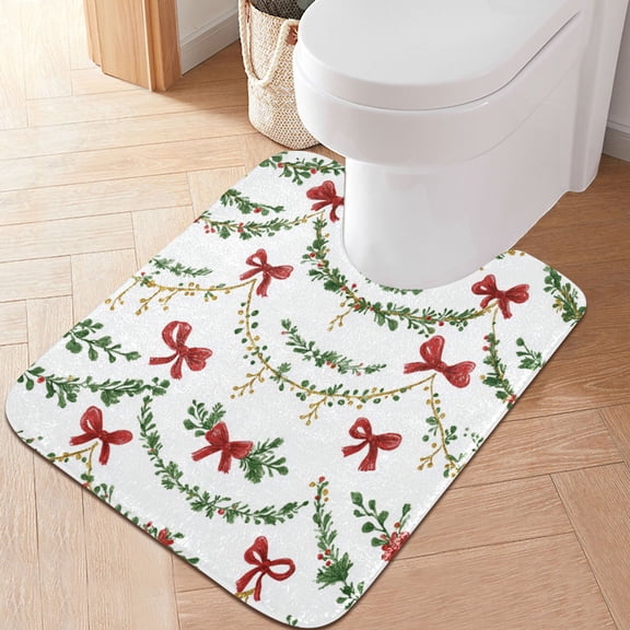 RMDQTR 20" × 24" U Shape Bathroom Rugs Plush Toilet Base Mat Soft Rugs Non Slip Absorbent Christmas Decorations
