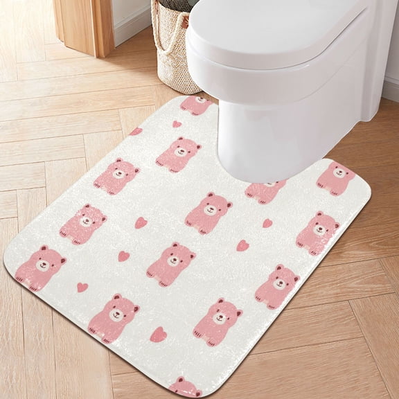 RMDQTR 20" × 24" U Shape Bathroom Rugs Plush Toilet Base Mat Soft Rugs Non Slip Absorbent Cute Bears