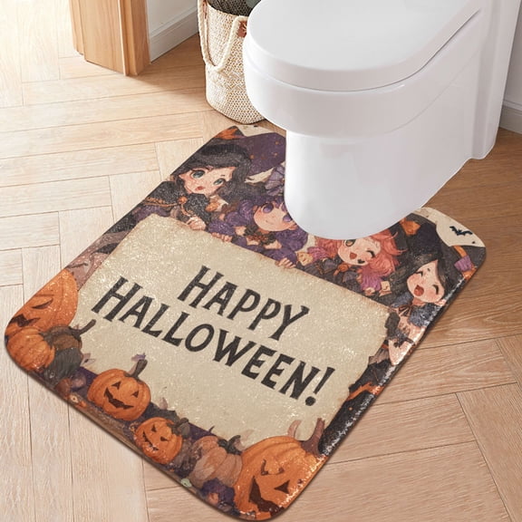 RMDQTR 20" × 24" U Shape Bathroom Rugs Plush Toilet Base Mat Soft Rugs Non Slip Absorbent Cute Halloween Princess