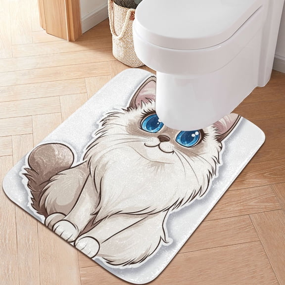 RMDQTR 20" × 24" U Shape Bathroom Rugs Plush Toilet Base Mat Soft Rugs Non Slip Absorbent Cute Ragdoll Cat
