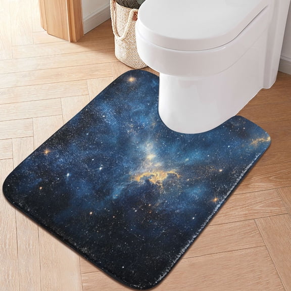 RMDQTR 20" × 24" U Shape Bathroom Rugs Plush Toilet Base Mat Soft Rugs Non Slip Absorbent Dark Starry Sky