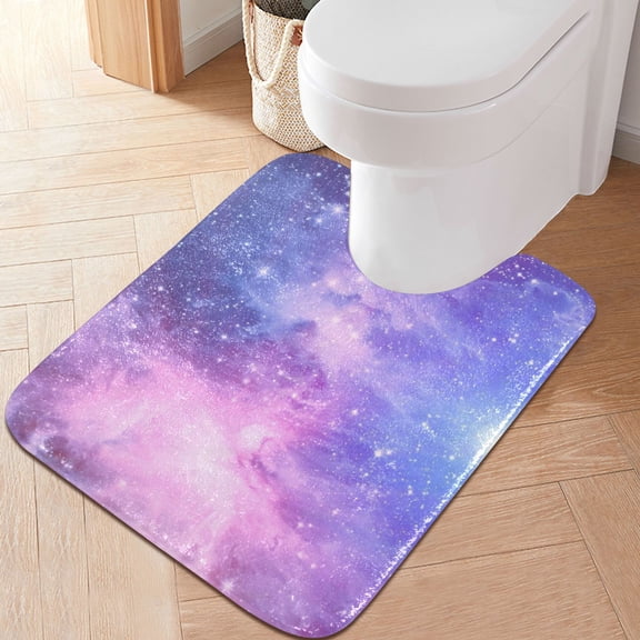 RMDQTR 20" × 24" U Shape Bathroom Rugs Plush Toilet Base Mat Soft Rugs Non Slip Absorbent Dazzling Starry Sky