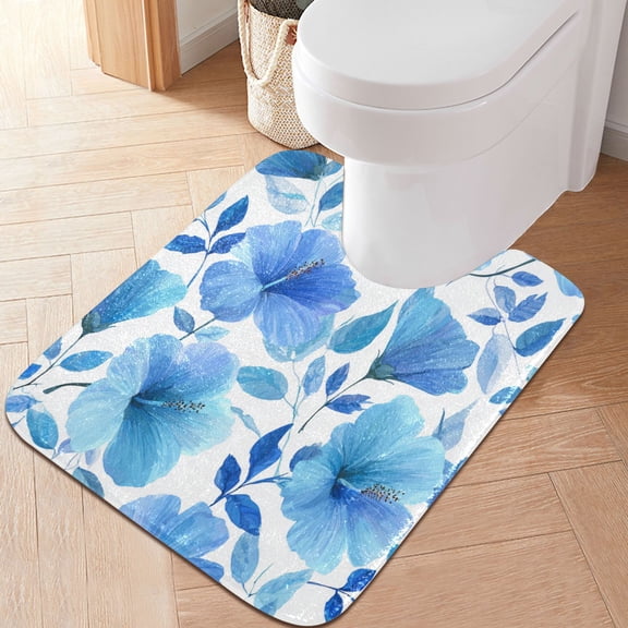 RMDQTR 20" × 24" U Shape Bathroom Rugs Plush Toilet Base Mat Soft Rugs Non Slip Absorbent Elegant Flowers
