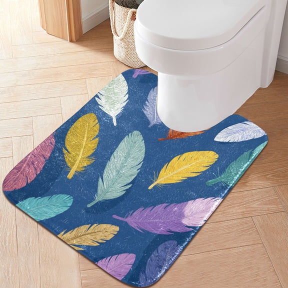 RMDQTR 20" × 24" U Shape Bathroom Rugs Plush Toilet Base Mat Soft Rugs Non Slip Absorbent Feathers Floating