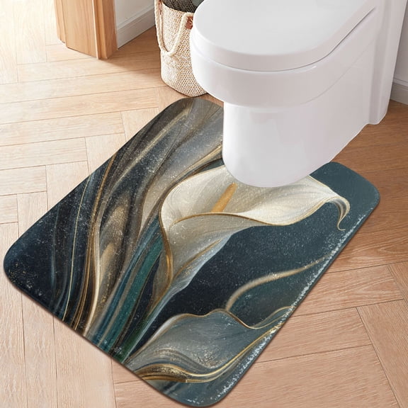 RMDQTR 20" × 24" U Shape Bathroom Rugs Plush Toilet Base Mat Soft Rugs Non Slip Absorbent Flowing Magnolia