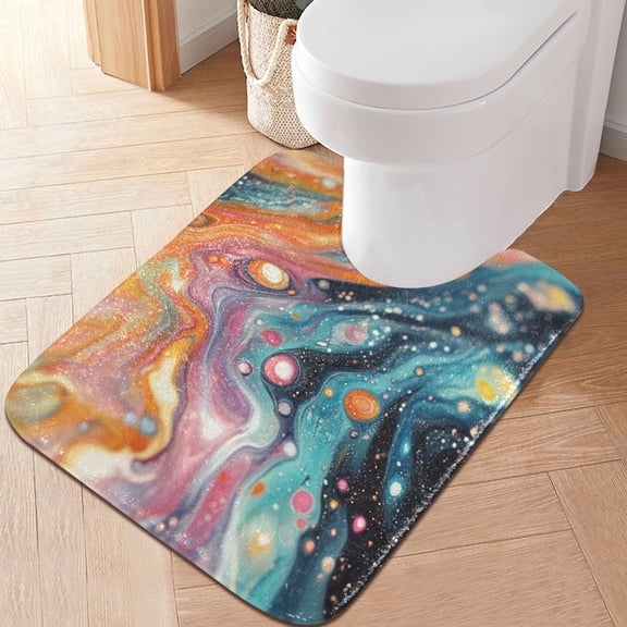 RMDQTR 20" × 24" U Shape Bathroom Rugs Plush Toilet Base Mat Soft Rugs Non Slip Absorbent Fluid Pattern