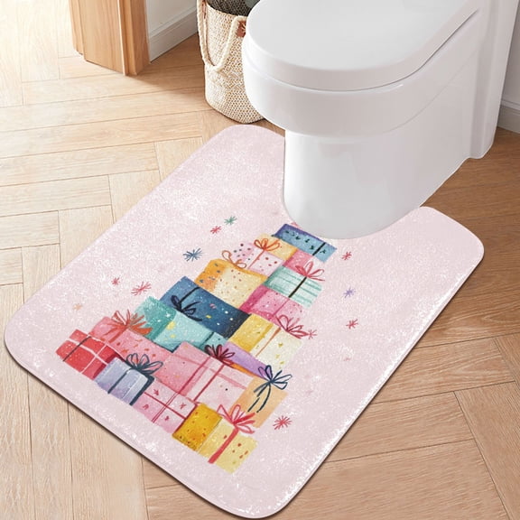 RMDQTR 20" Ă— 24" U Shape Bathroom Rugs Plush Toilet Base Mat Soft Rugs Non Slip Absorbent Gifts