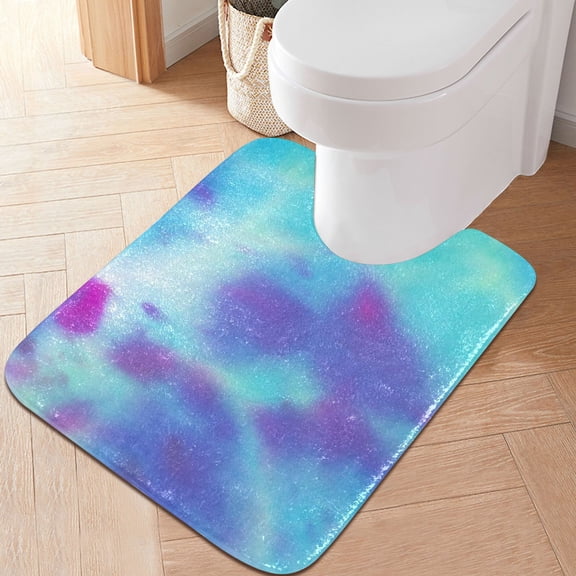 RMDQTR 20" × 24" U Shape Bathroom Rugs Plush Toilet Base Mat Soft Rugs Non Slip Absorbent Gradient Tie-dye