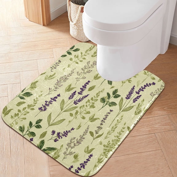 RMDQTR 20" × 24" U Shape Bathroom Rugs Plush Toilet Base Mat Soft Rugs Non Slip Absorbent Herbs in Green