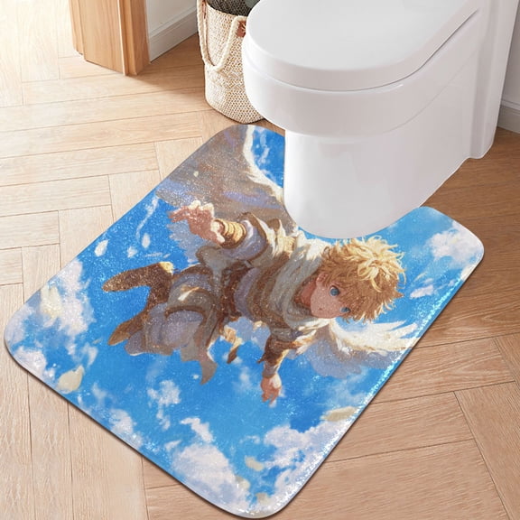 RMDQTR 20" × 24" U Shape Bathroom Rugs Plush Toilet Base Mat Soft Rugs Non Slip Absorbent Holy Angel Fall