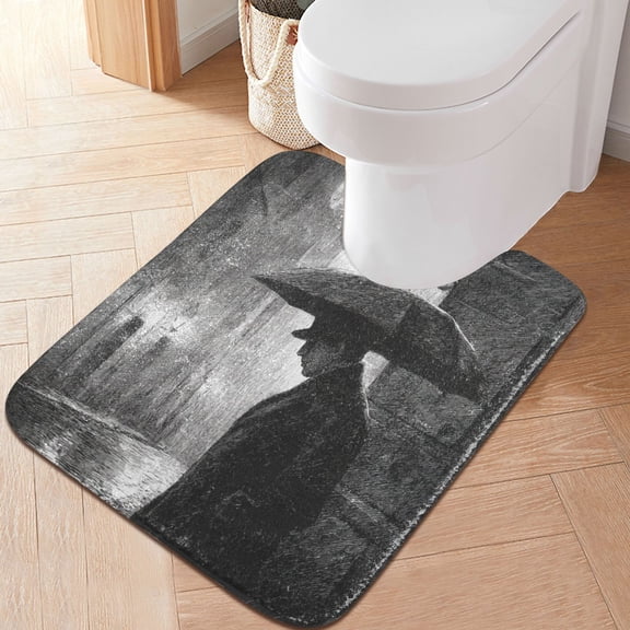 RMDQTR 20" × 24" U Shape Bathroom Rugs Plush Toilet Base Mat Soft Rugs Non Slip Absorbent Lonely Man