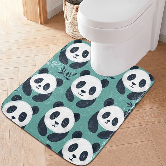 RMDQTR 20" × 24" U Shape Bathroom Rugs Plush Toilet Base Mat Soft Rugs Non Slip Absorbent Lovely Pandas Pattern