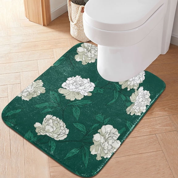 RMDQTR 20" × 24" U Shape Bathroom Rugs Plush Toilet Base Mat Soft Rugs Non Slip Absorbent Lush Gardenias