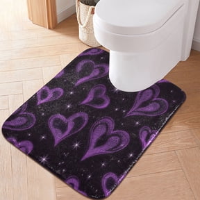 RMDQTR 20" × 24" U Shape Bathroom Rugs Plush Toilet Base Mat Soft Rugs Non Slip Absorbent Midnight Amethyst Sparkle