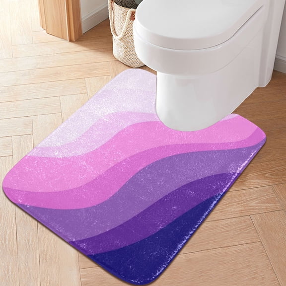 RMDQTR 20" × 24" U Shape Bathroom Rugs Plush Toilet Base Mat Soft Rugs Non Slip Absorbent Minimalist Gradient Purple