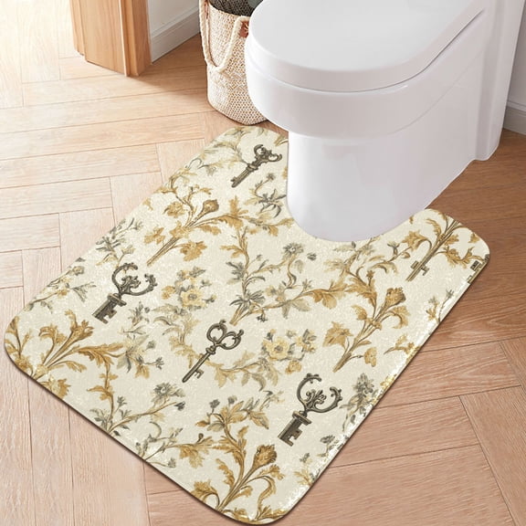 RMDQTR 20" × 24" U Shape Bathroom Rugs Plush Toilet Base Mat Soft Rugs Non Slip Absorbent Mystery Pattern