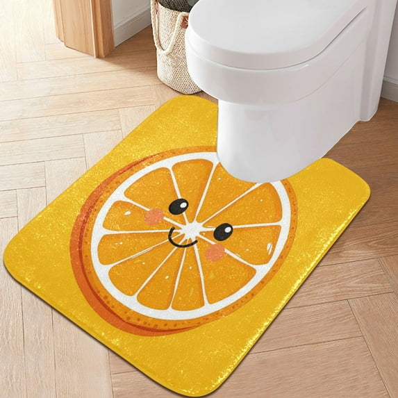 RMDQTR 20" × 24" U Shape Bathroom Rugs Plush Toilet Base Mat Soft Rugs Non Slip Absorbent Orange Face