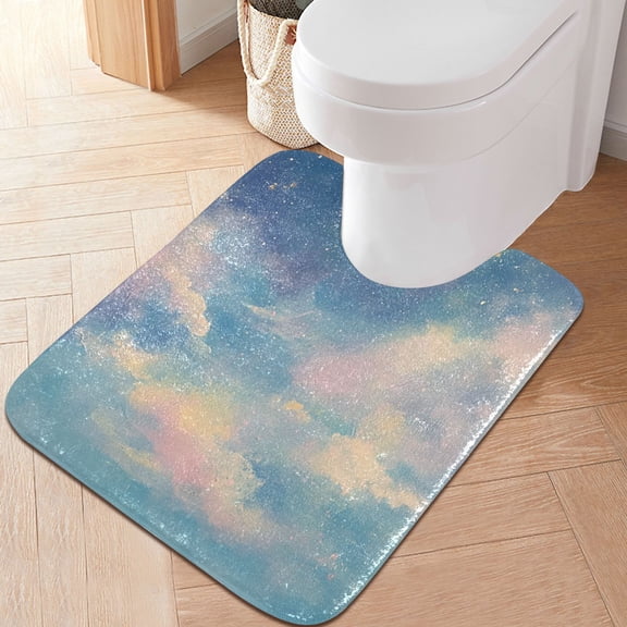 RMDQTR 20" × 24" U Shape Bathroom Rugs Plush Toilet Base Mat Soft Rugs Non Slip Absorbent Painting Starry Sky