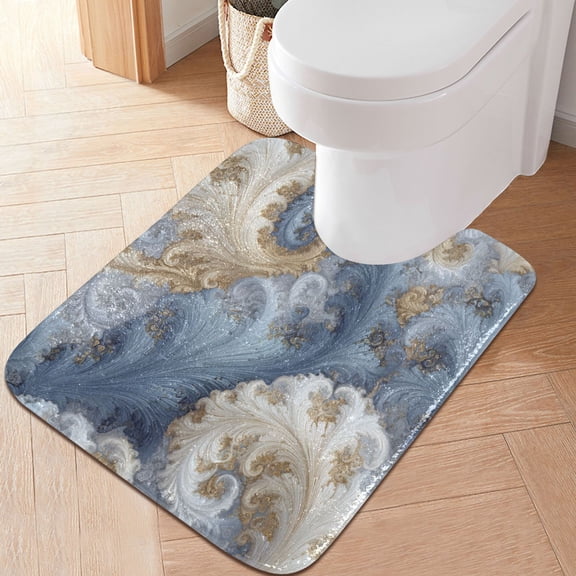 RMDQTR 20" × 24" U Shape Bathroom Rugs Plush Toilet Base Mat Soft Rugs Non Slip Absorbent Palace Construction