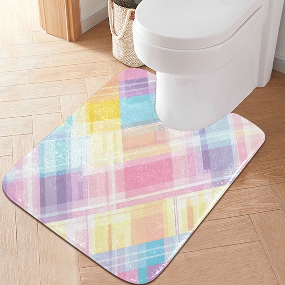 RMDQTR 20" × 24" U Shape Bathroom Rugs Plush Toilet Base Mat Soft Rugs Non Slip Absorbent Pastel Colors Lovely