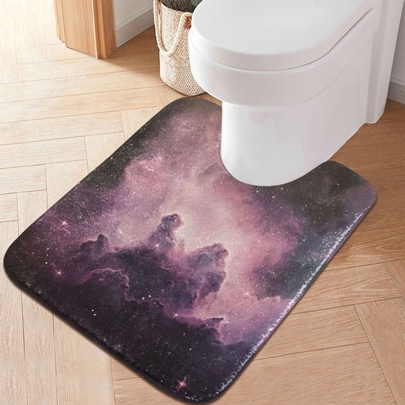 RMDQTR 20" × 24" U Shape Bathroom Rugs Plush Toilet Base Mat Soft Rugs Non Slip Absorbent Pink Sky Pattern