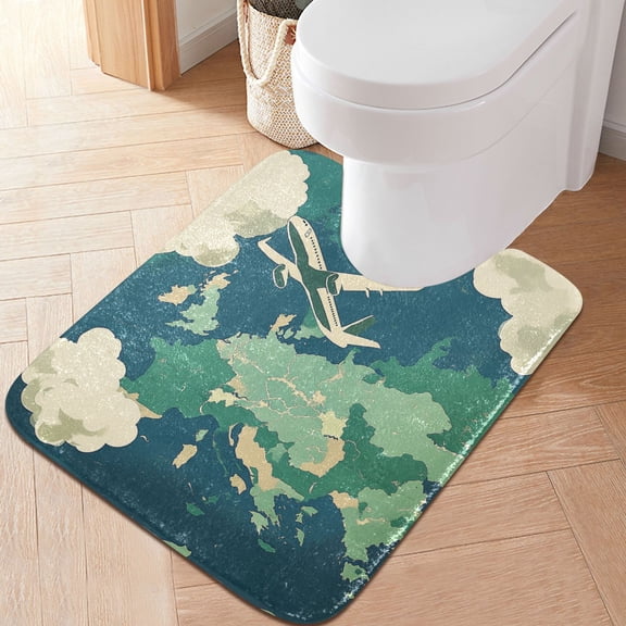 RMDQTR 20" × 24" U Shape Bathroom Rugs Plush Toilet Base Mat Soft Rugs Non Slip Absorbent Plane