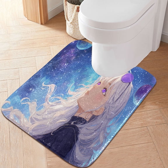 RMDQTR 20" × 24" U Shape Bathroom Rugs Plush Toilet Base Mat Soft Rugs Non Slip Absorbent Planetary Guardian