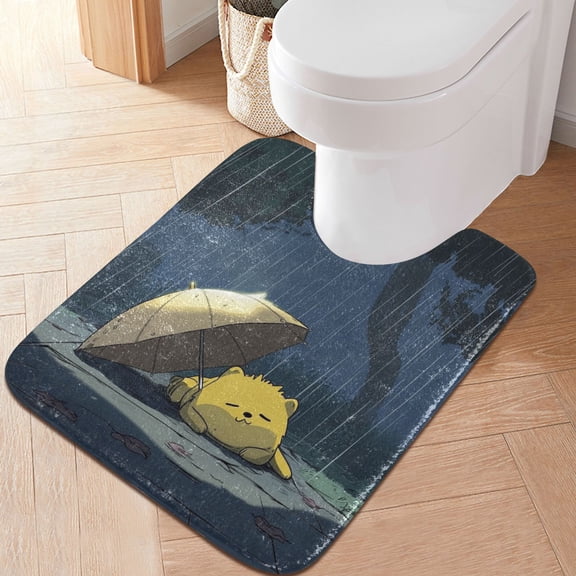 RMDQTR 20" × 24" U Shape Bathroom Rugs Plush Toilet Base Mat Soft Rugs Non Slip Absorbent Poor Dog