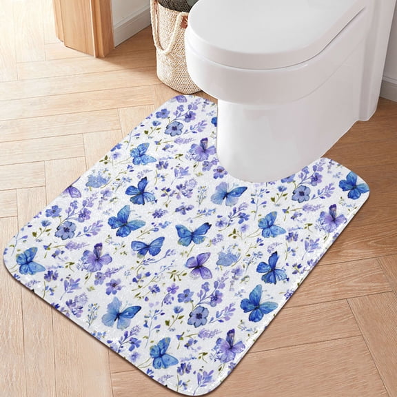 RMDQTR 20" × 24" U Shape Bathroom Rugs Plush Toilet Base Mat Soft Rugs Non Slip Absorbent Purple Hues