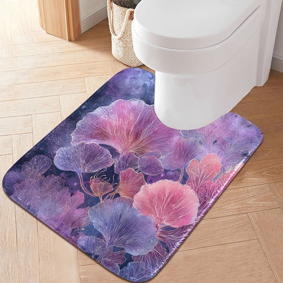 RMDQTR 20" × 24" U Shape Bathroom Rugs Plush Toilet Base Mat Soft Rugs Non Slip Absorbent Sea Coral Reefs