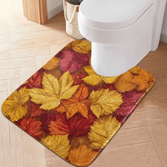 RMDQTR 20" × 24" U Shape Bathroom Rugs Plush Toilet Base Mat Soft Rugs Non Slip Absorbent Shades Of Yellow