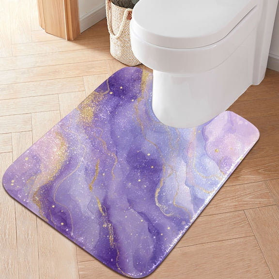 RMDQTR 20" × 24" U Shape Bathroom Rugs Plush Toilet Base Mat Soft Rugs Non Slip Absorbent Soft Purple Marble Vortex