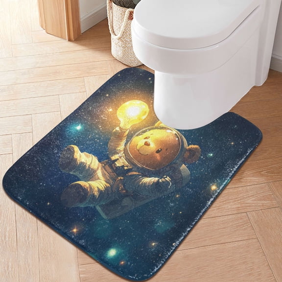 RMDQTR 20" × 24" U Shape Bathroom Rugs Plush Toilet Base Mat Soft Rugs Non Slip Absorbent Space-drifting Bear