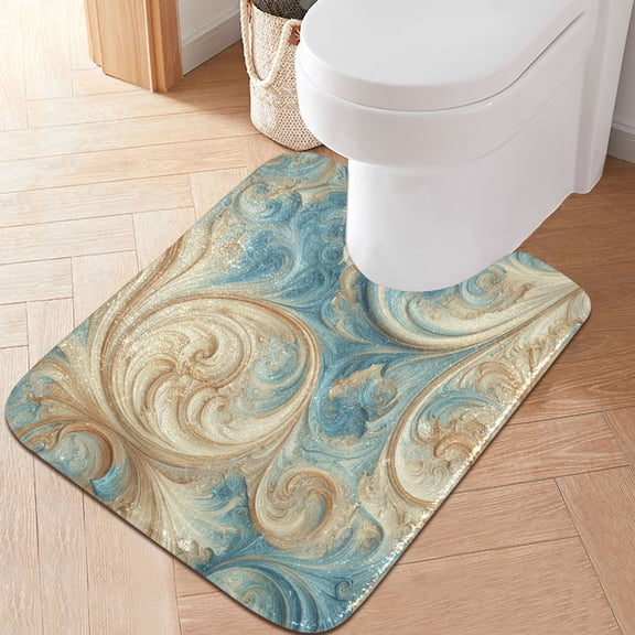 RMDQTR 20" × 24" U Shape Bathroom Rugs Plush Toilet Base Mat Soft Rugs Non Slip Absorbent Surrealistic Dreamscapes