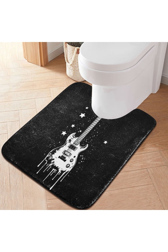 20" × 24" U Shape Bathroom Rugs Plush Toilet Base Mat Soft Rugs Non Slip Absorbent T-shirt Design