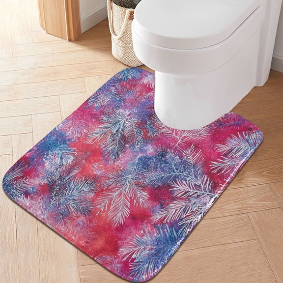 RMDQTR 20" × 24" U Shape Bathroom Rugs Plush Toilet Base Mat Soft Rugs Non Slip Absorbent Tie-dye Snowflake