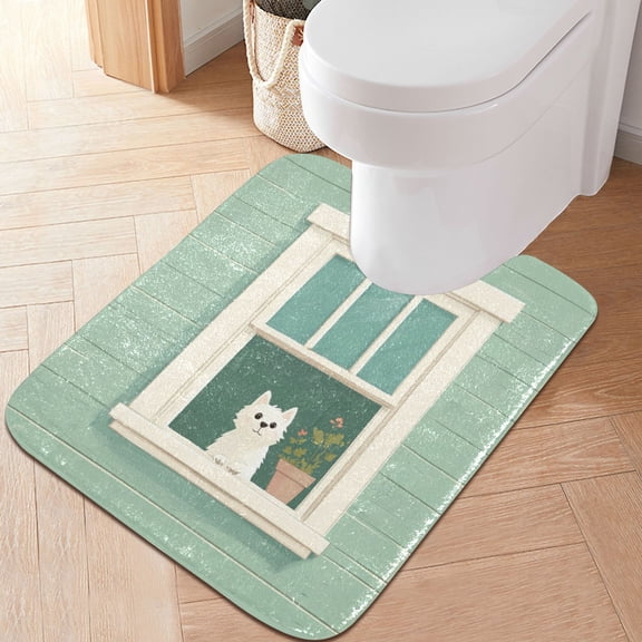 RMDQTR 20" × 24" U Shape Bathroom Rugs Plush Toilet Base Mat Soft Rugs Non Slip Absorbent Window and Dog