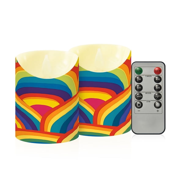 RMDQTR 2PCS Tapered Flickering Flame Candle Lamp LED Simulated Candle Christmas Holiday Decorations Flame-Free Safety Ambient Lighting Abstract Rainbow
