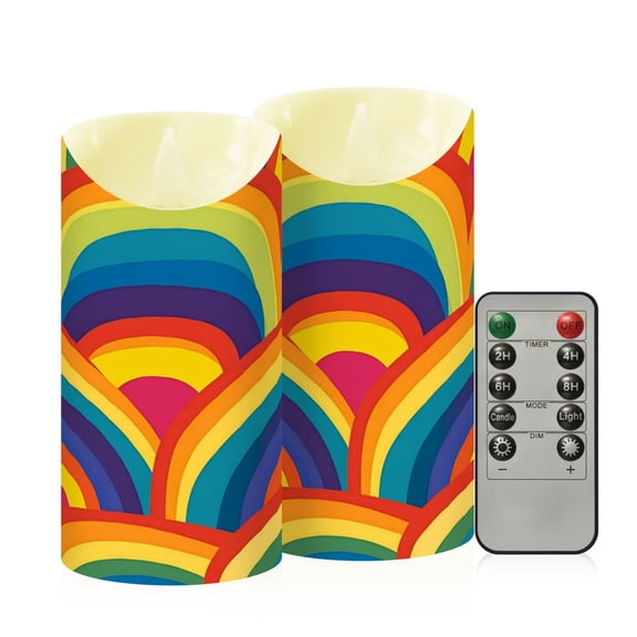 RMDQTR 2PCS Tapered Flickering Flame Candle Lamp LED Simulated Candle Christmas Holiday Decorations Flame-Free Safety Ambient Lighting Abstract Rainbow