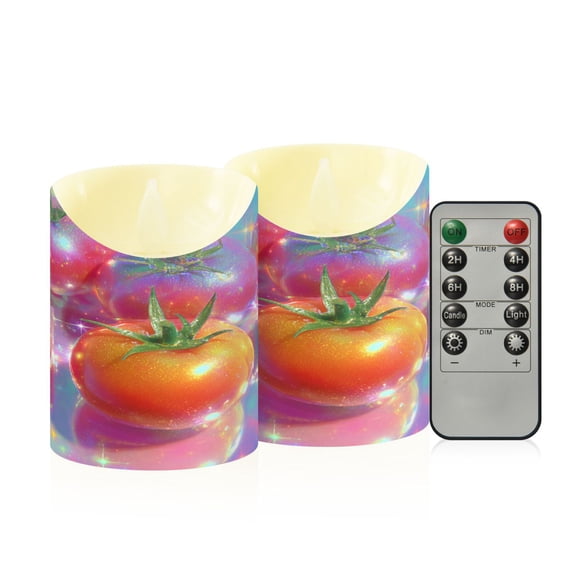 RMDQTR 2PCS Tapered Flickering Flame Candle Lamp LED Simulated Candle Christmas Holiday Decorations Flame-Free Safety Ambient Lighting Adorable Glowing Tomatoes